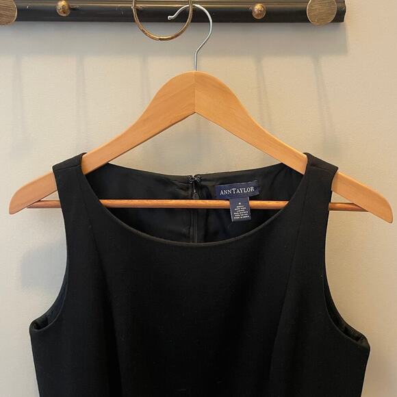 Vintage Ann Taylor Black Sheath Dress | 100% Wool, 4, Minimalist Luxury Capsule - Picture 3 of 4